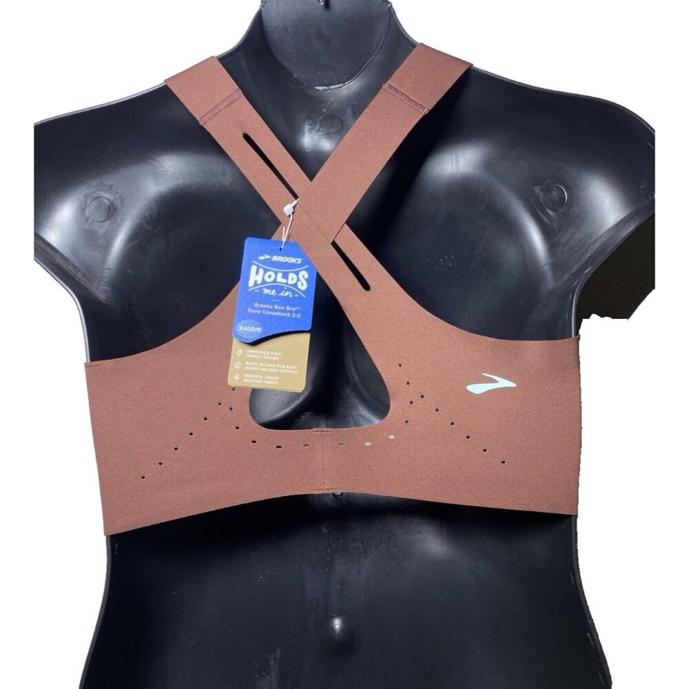 Brooks 30DD/E Dare Crossback 2.0 Sports Bra Run Raisin Copper Pullover Wicking - Picture 9 of 10